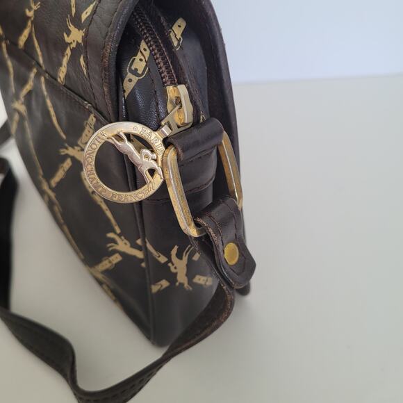 Longchamp Paris Signature Geniue Leather Brown Flap Shoulder Bag Purse Medium - Picture 6 of 10